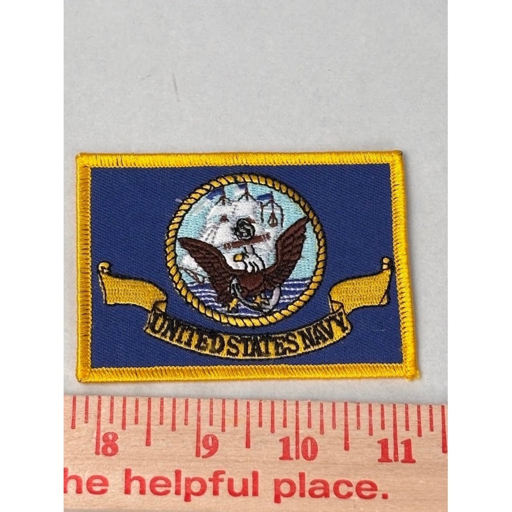 United States Navy USN Embroidered Military Patch Blue Yellow Rectangle 3.25in